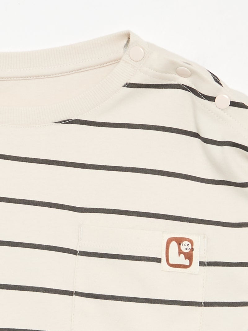 Striped T-shirt - Easy-to-Wear Collection Beige - Kiabi