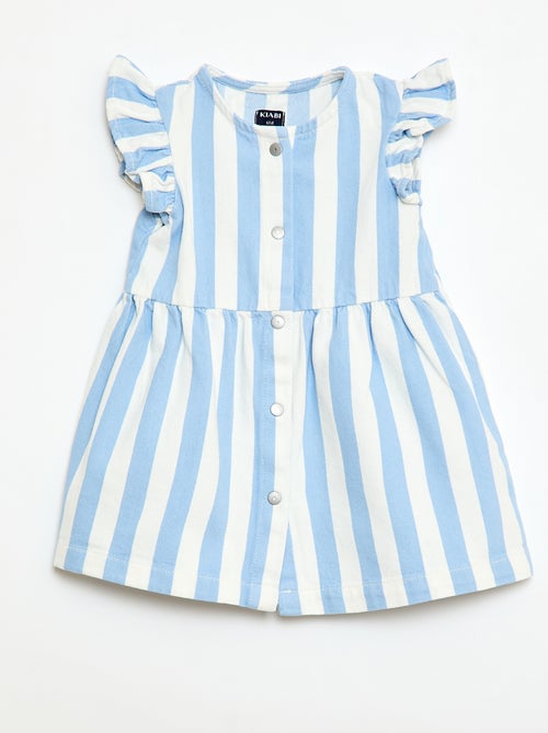 Striped Twill Dress with Short Sleeves - Kiabi