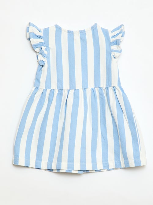 Striped Twill Dress with Short Sleeves - Kiabi