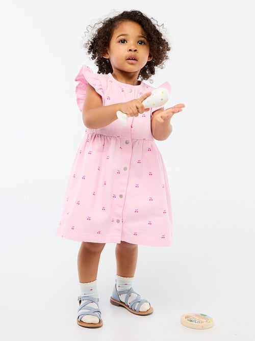 Striped Twill Dress with Short Sleeves - Kiabi