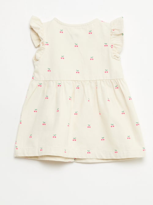 Striped Twill Dress with Short Sleeves - Kiabi