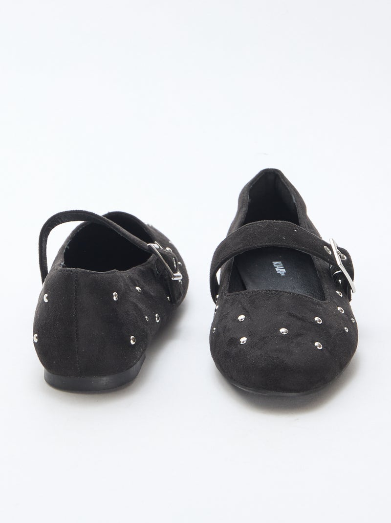 Studded Strap Ballerina Flats Black - Kiabi