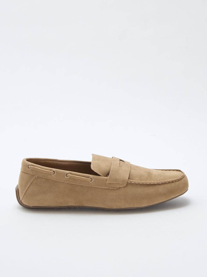 Suede-Effect Boat Moccasins Beige - Kiabi