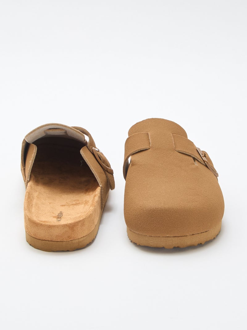 Suede-Effect Mule Clogs Brown - Kiabi