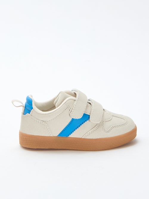 Suede-Effect Sneakers with Hook and Loop Fasteners - Kiabi