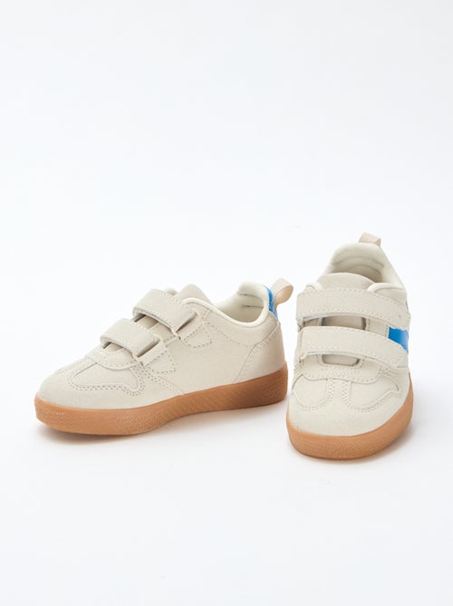 Suede-Effect Sneakers with Hook and Loop Fasteners - Kiabi