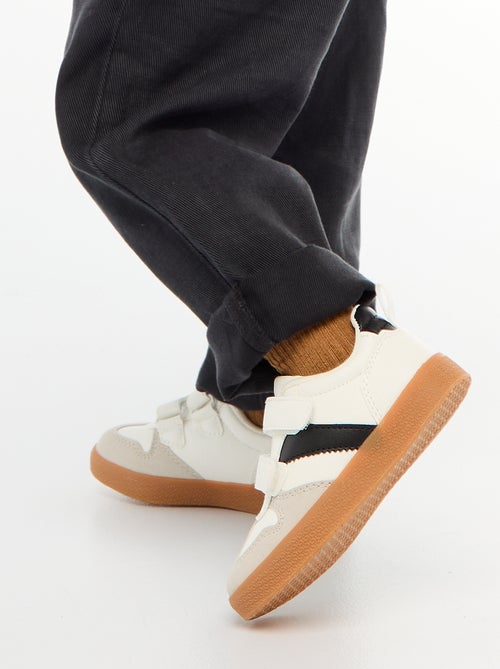 Suede-effect Sneakers with Hook and Loop Fasteners - Kiabi