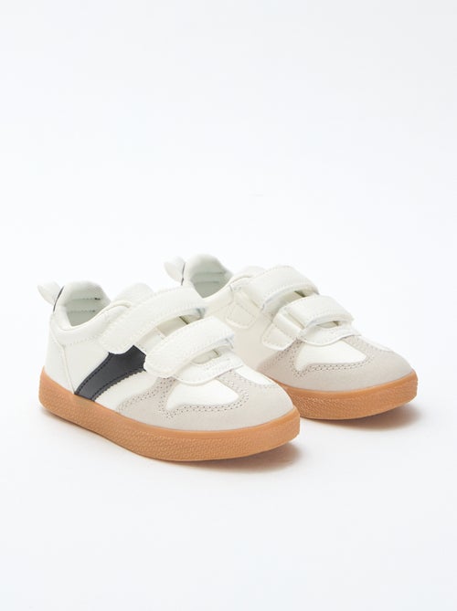 Suede-effect Sneakers with Hook and Loop Fasteners - Kiabi
