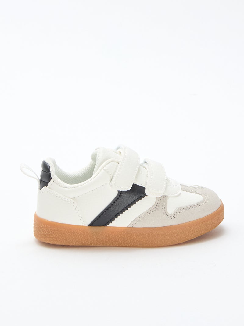 Suede-effect Sneakers with Hook and Loop Fasteners White - Kiabi