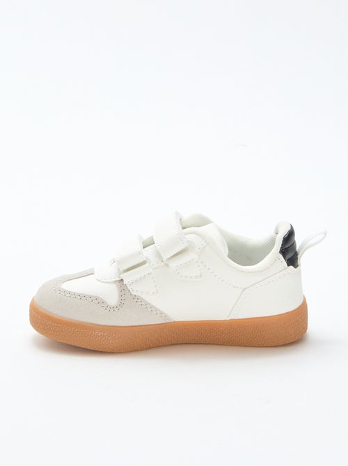 Suede-effect Sneakers with Hook and Loop Fasteners - Kiabi