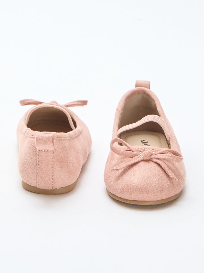 Suedette Ballerina Shoes with Strap Beige - Kiabi