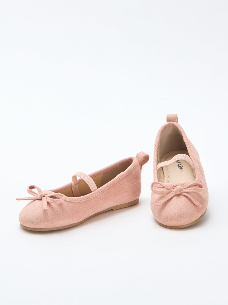 Suedette Ballerina Shoes with Strap Beige - Kiabi