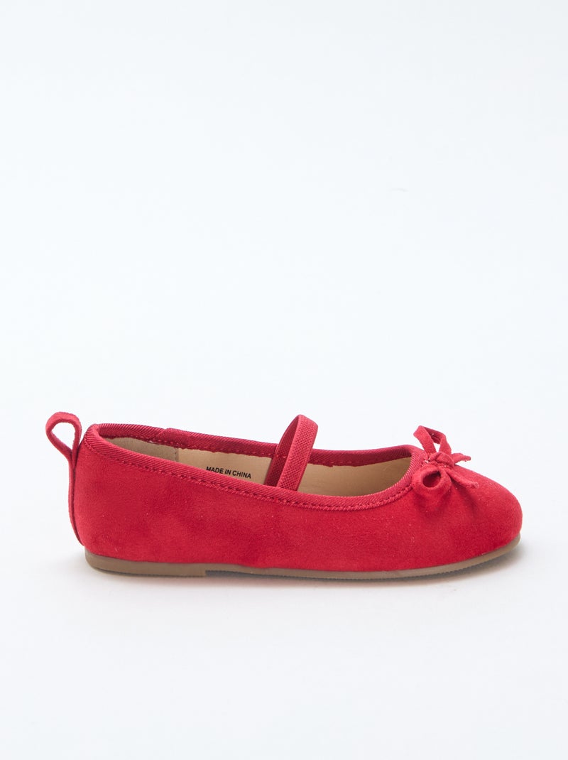 Suedette Ballerina Shoes with Strap Red - Kiabi