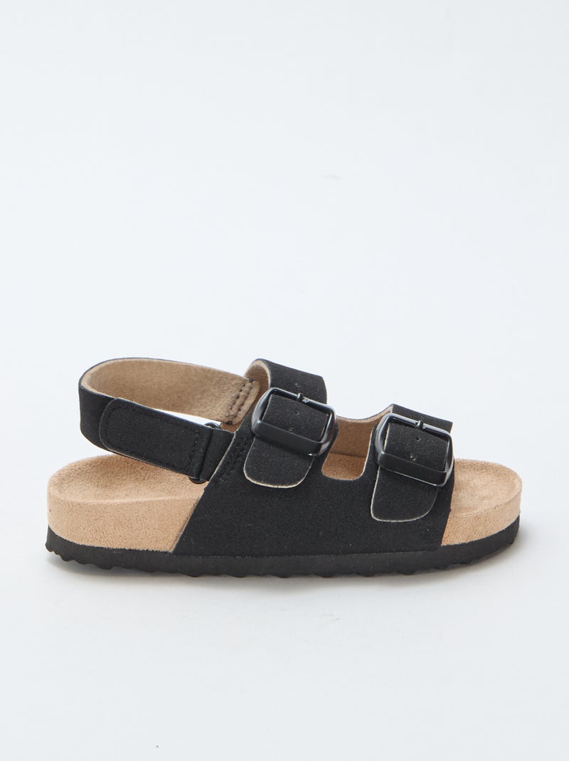 Suedette Flat Sandals Black - Kiabi