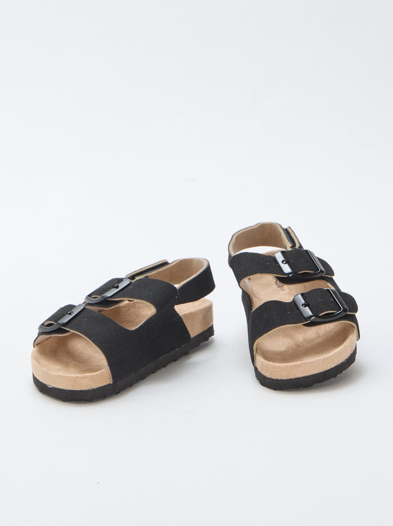 Suedette Flat Sandals Black - Kiabi