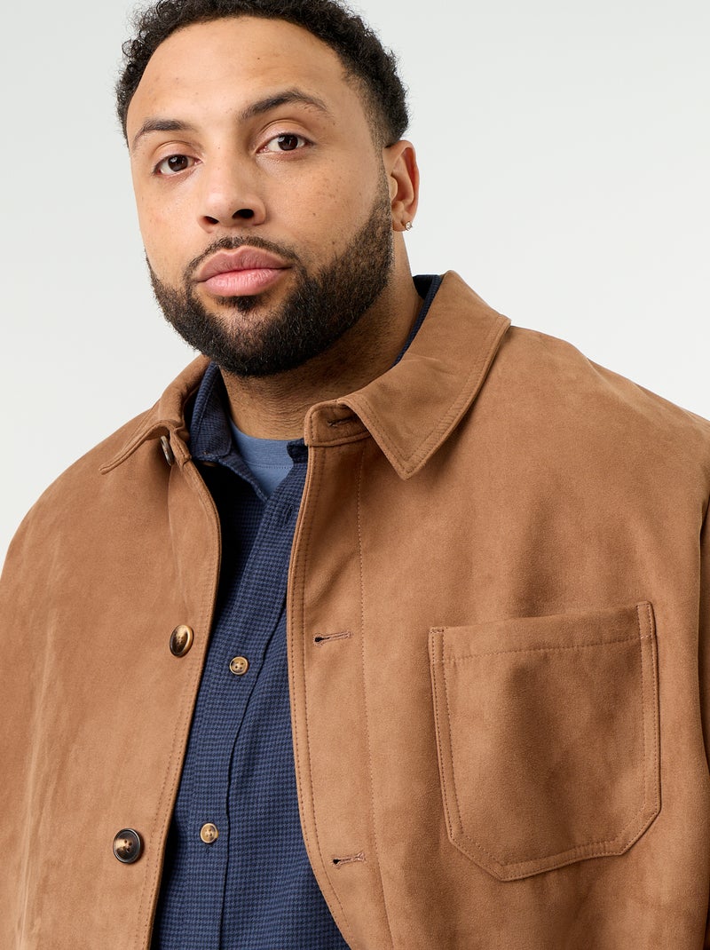 Suedette jacket with patch pockets Brown - Kiabi