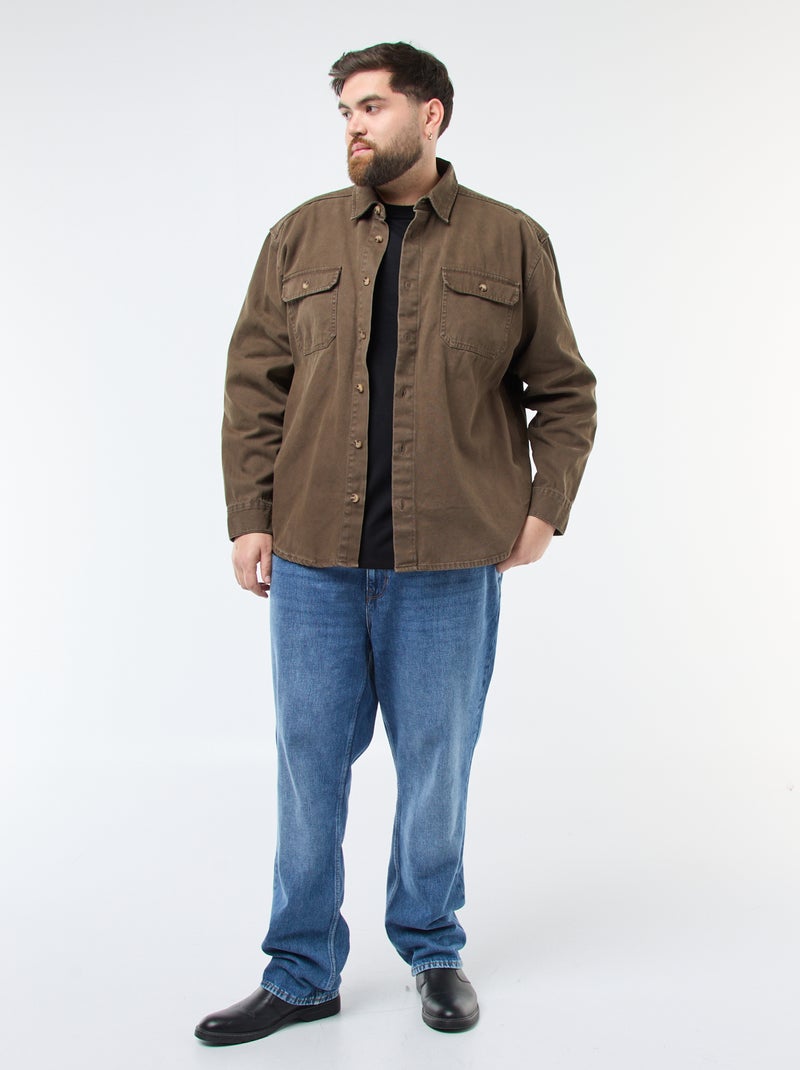 Sur chemise manches longues en coton Marron - Kiabi