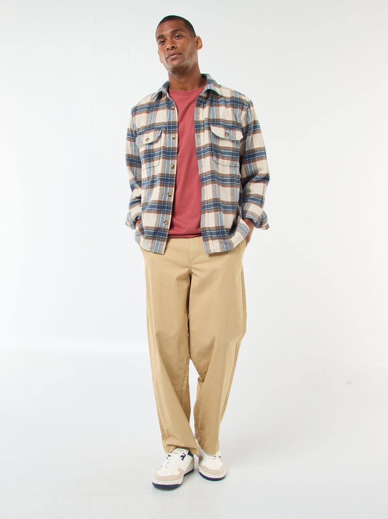 Surchemise à carreaux Beige - Kiabi