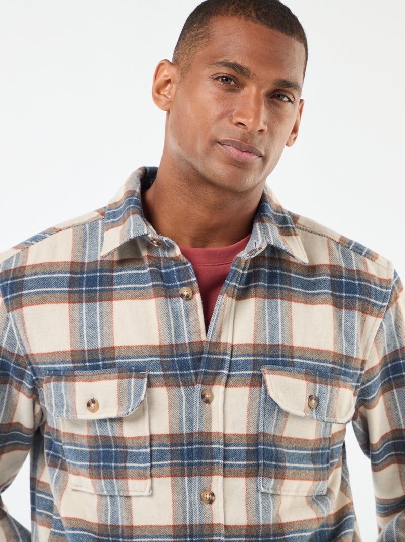 Surchemise à carreaux Beige - Kiabi