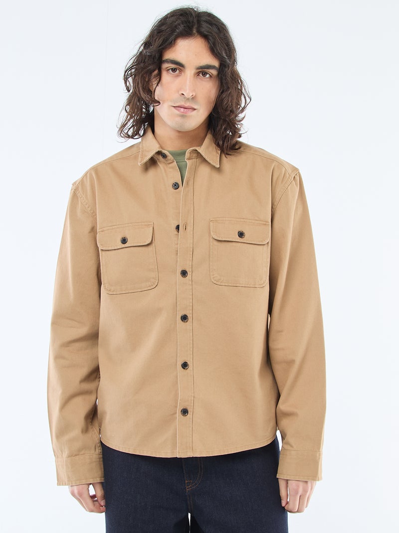 Surchemise en coton Beige - Kiabi
