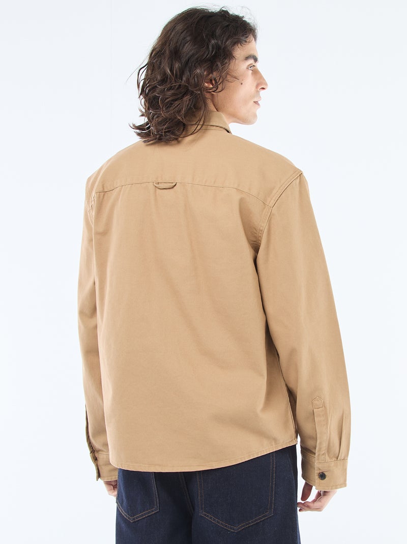 Surchemise en coton Beige - Kiabi