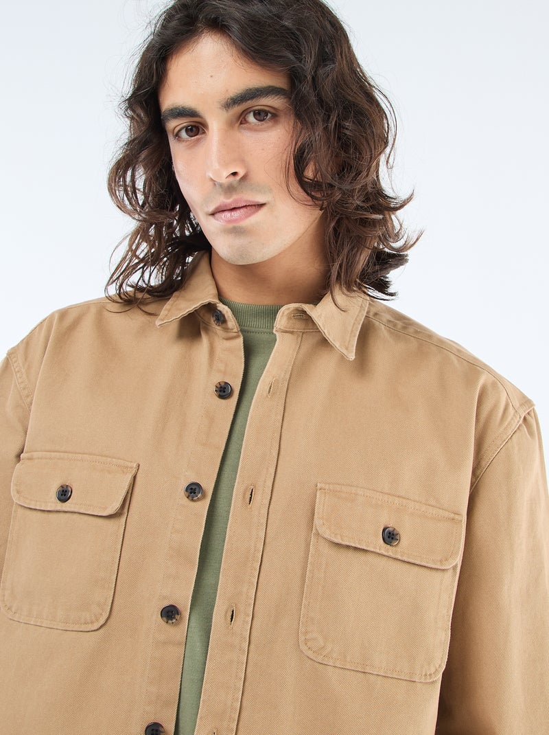 Surchemise en coton Beige - Kiabi