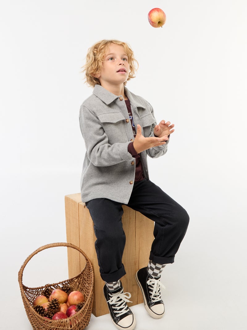 Surchemise en flanelle regular Gris - Kiabi