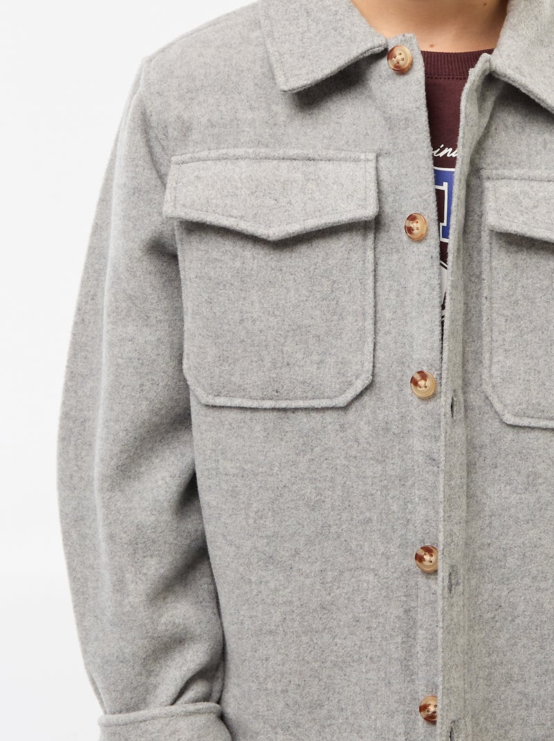 Surchemise en flanelle regular Gris - Kiabi