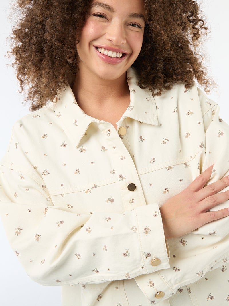 Surchemise en twill avec 2 poches plaquées Blanc - Kiabi