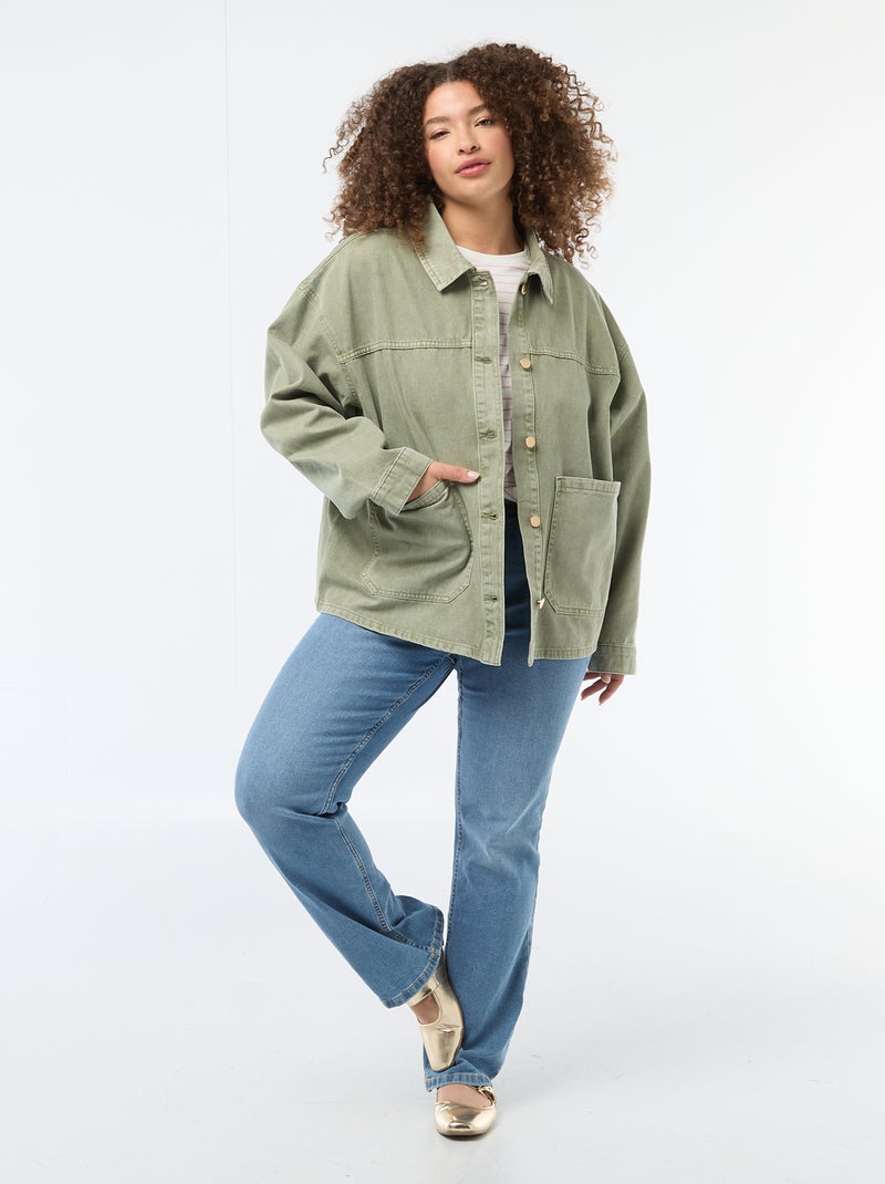 Surchemise en twill avec 2 poches plaquées Kaki - Kiabi