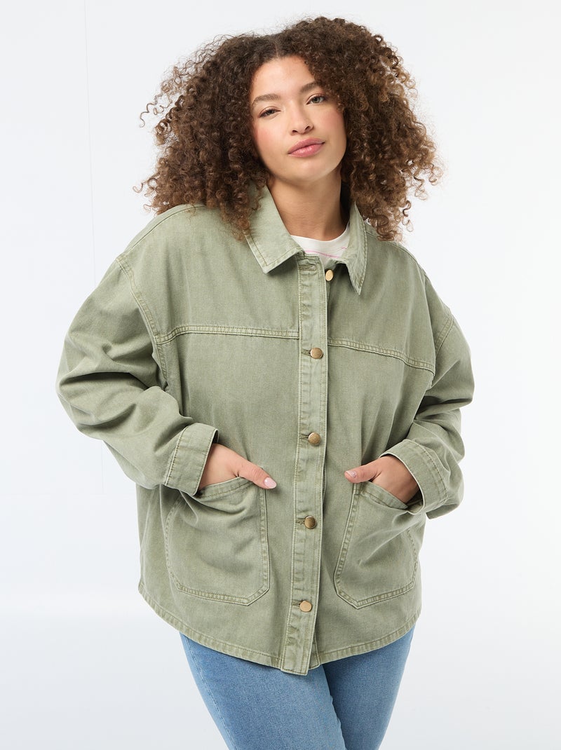 Surchemise en twill avec 2 poches plaquées Kaki - Kiabi