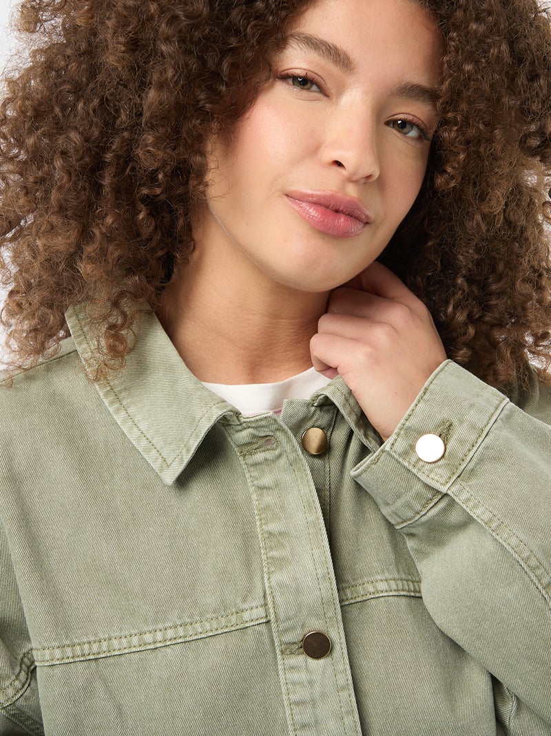 Surchemise en twill avec 2 poches plaquées Kaki - Kiabi