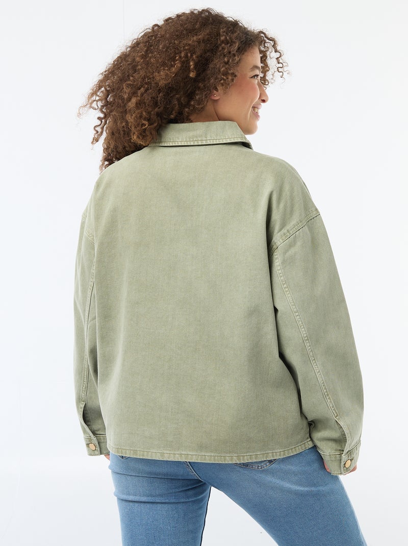 Surchemise en twill avec 2 poches plaquées Kaki - Kiabi