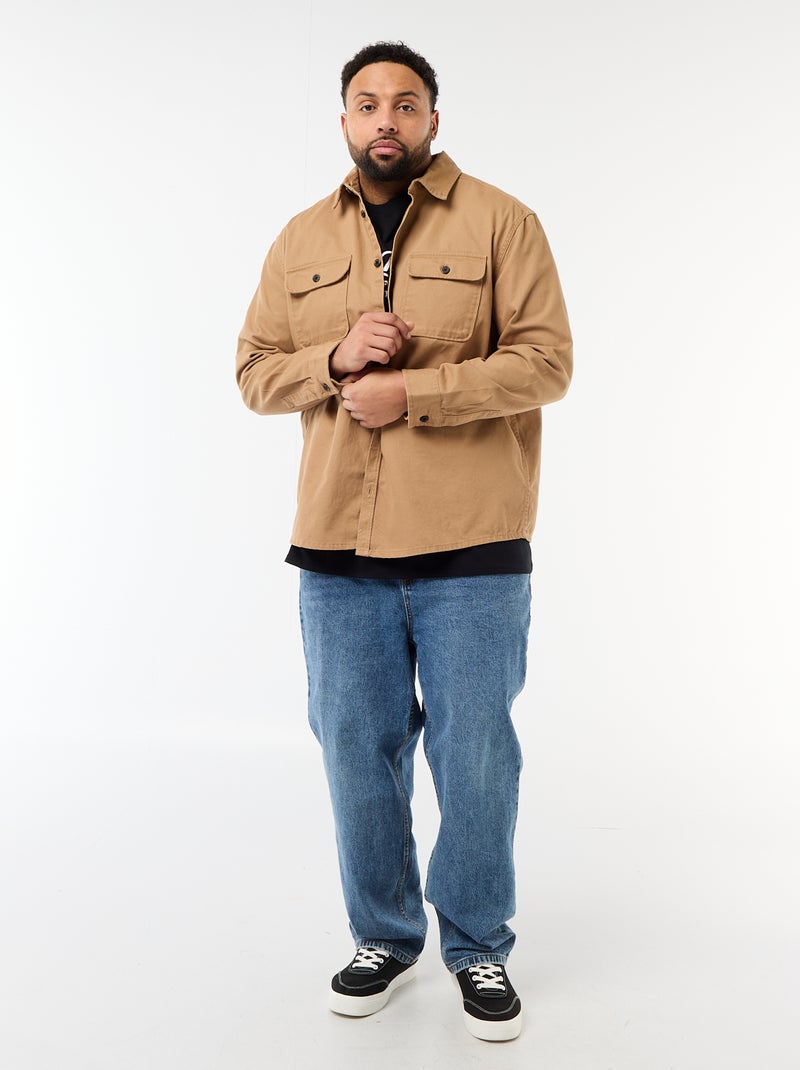 Surchemise en twill avec poches poitrine à rabat Beige - Kiabi