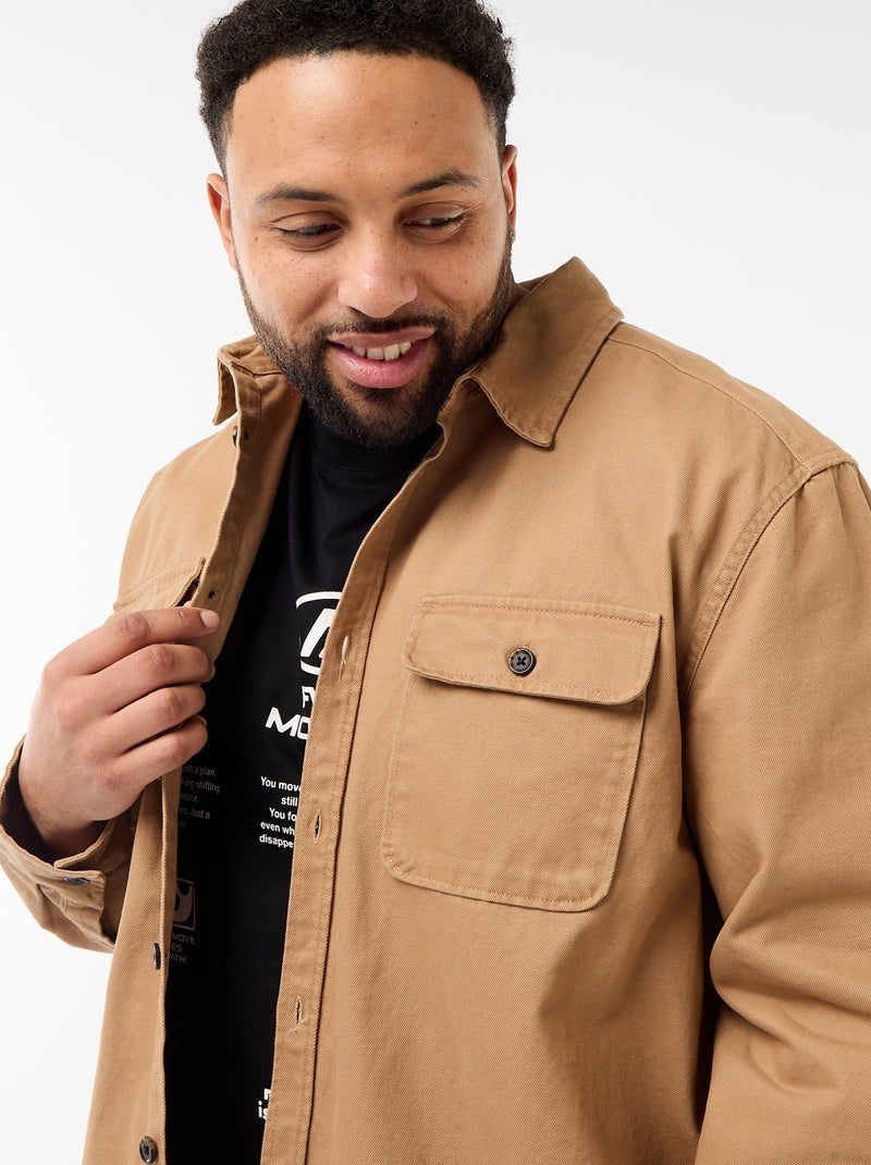 Surchemise en twill avec poches poitrine à rabat Beige - Kiabi