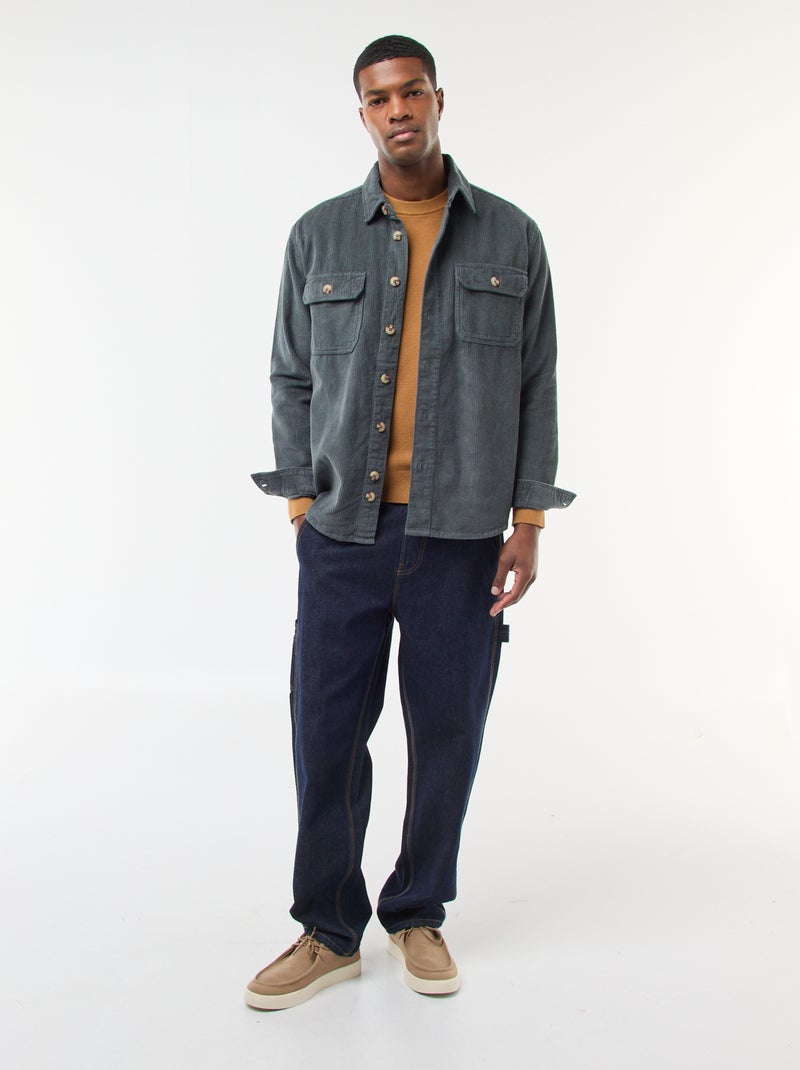 Surchemise en velours coton uni Kaki - Kiabi