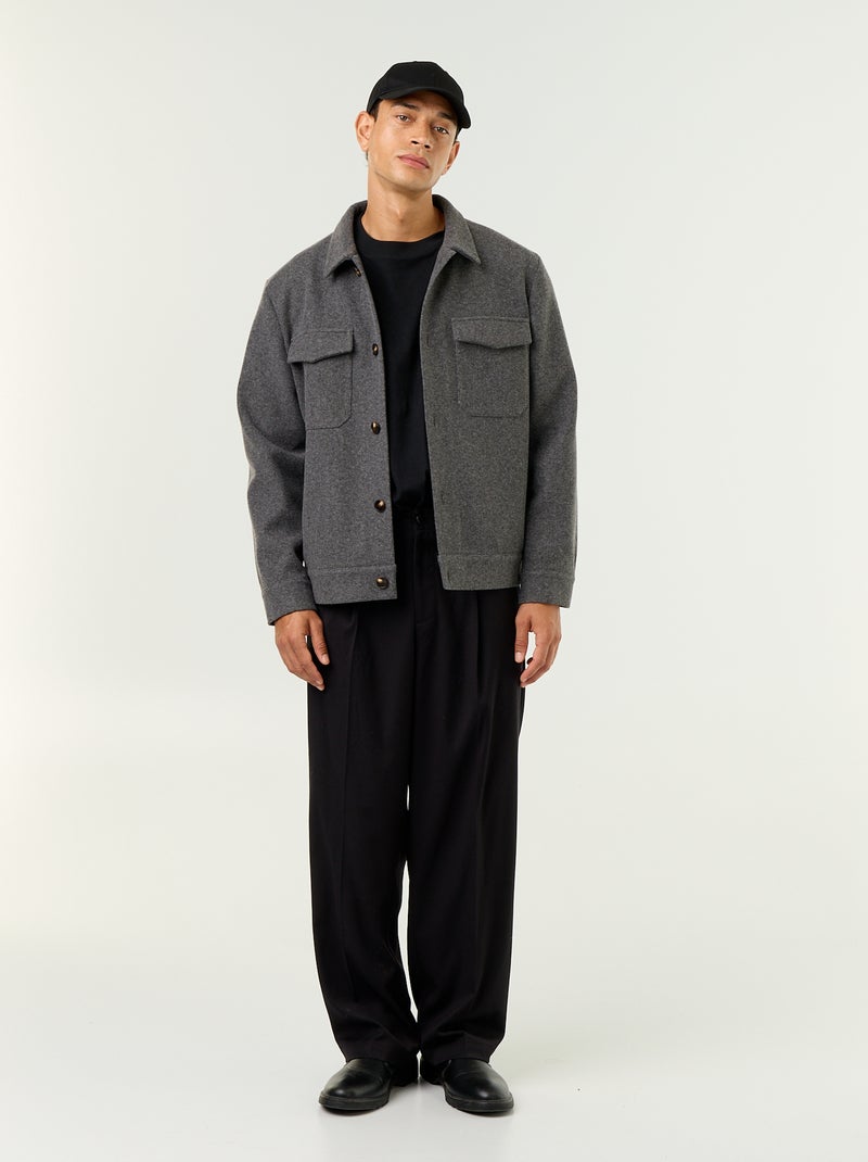 Surchemise esprit lainage avec poches poitrine Gris - Kiabi