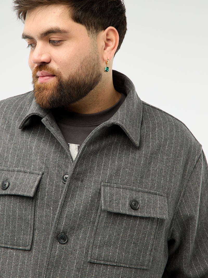 Surchemise ouverture boutonnée avec poches à rabat Gris - Kiabi