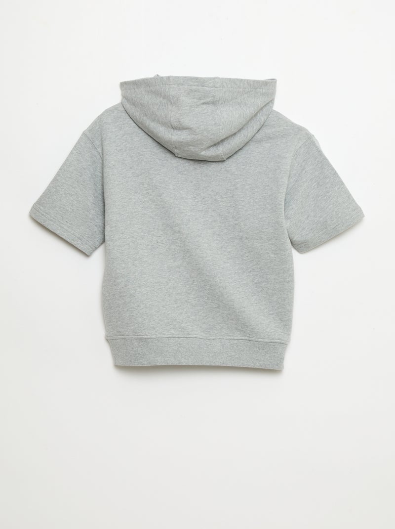 Sweat à capuche à manches courtes Gris - Kiabi