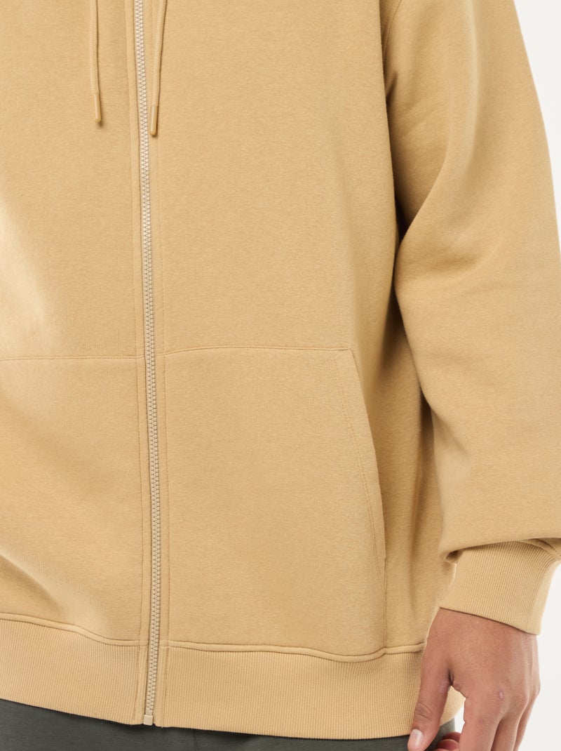Sweat à capuche à ouverture zippée Beige - Kiabi
