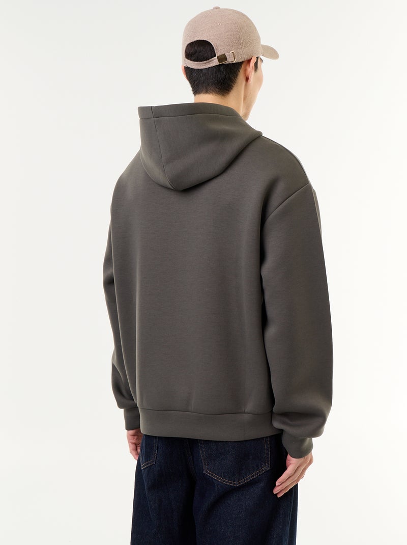 Sweat à capuche avec poche kangourou Kaki - Kiabi