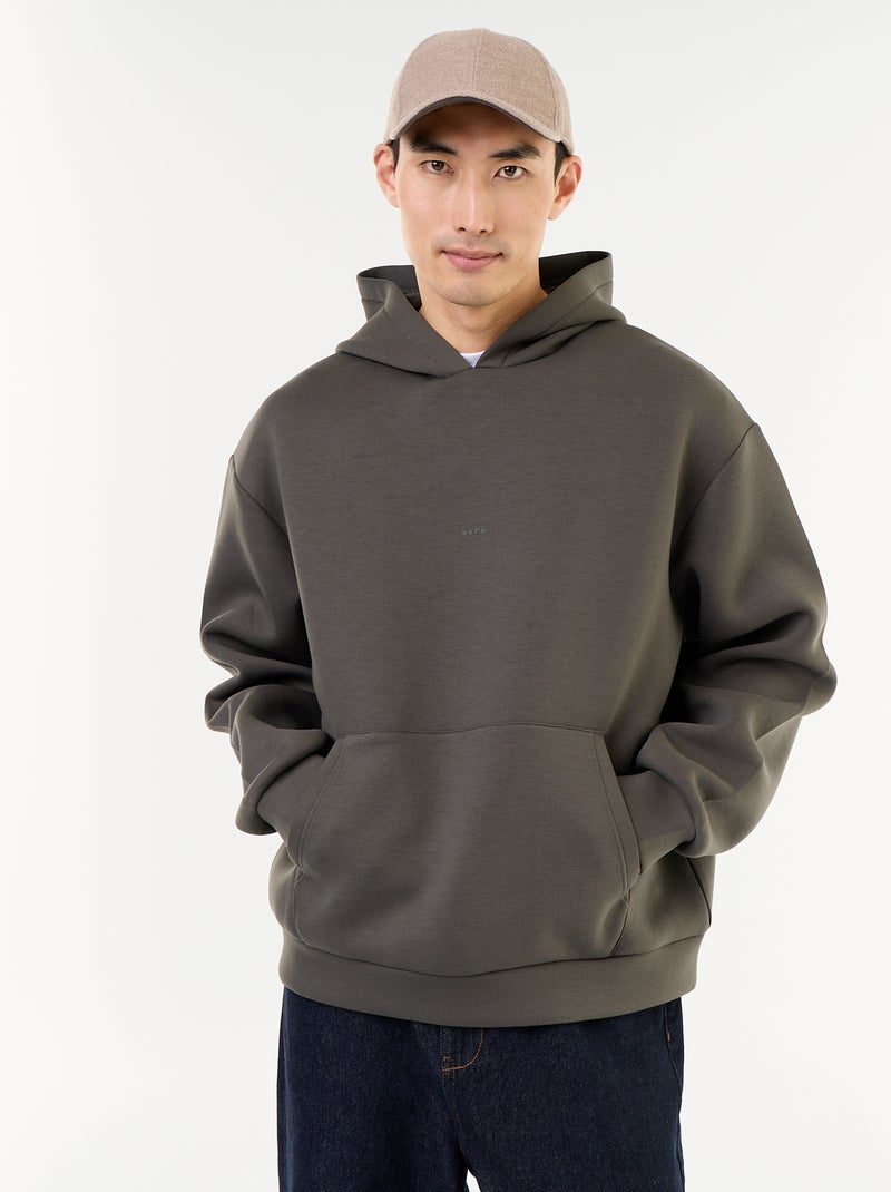 Sweat à capuche avec poche kangourou Kaki - Kiabi