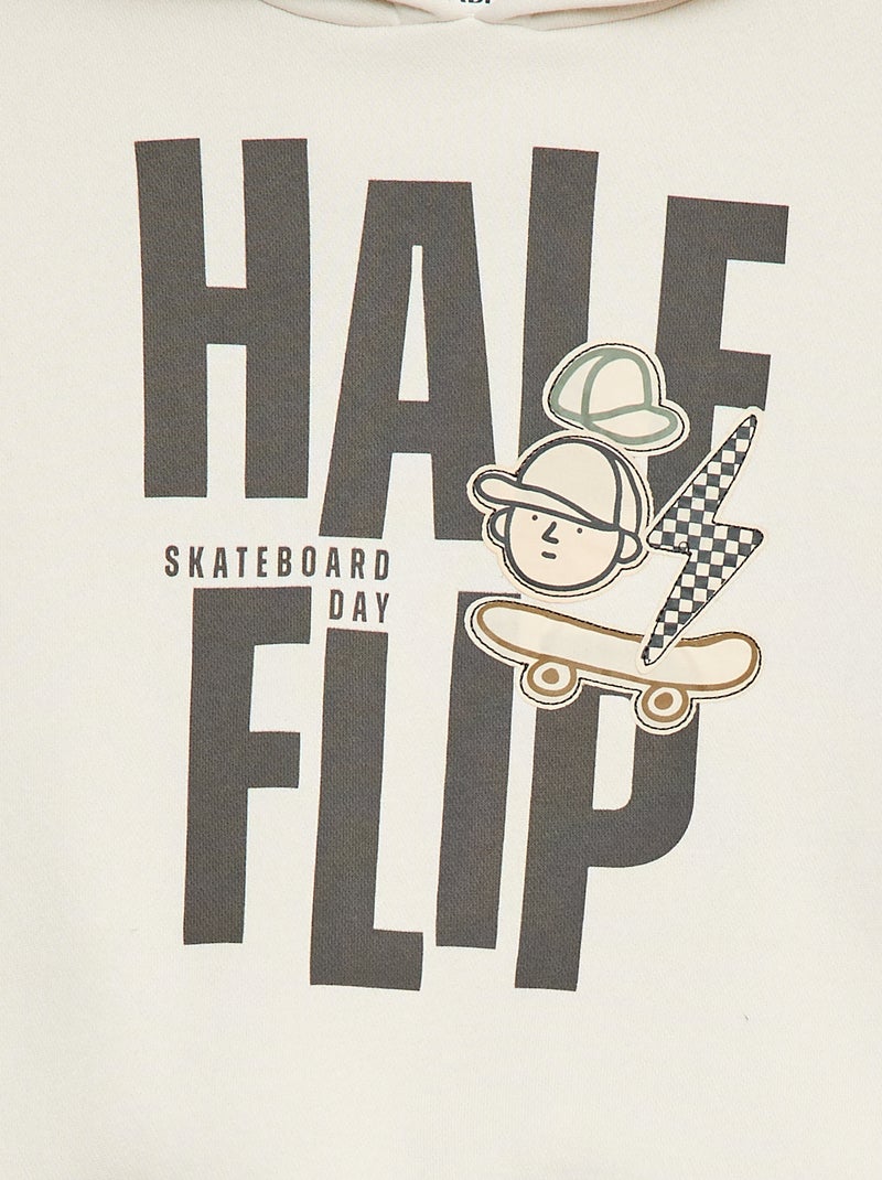 Sweat à capuche avec un imprimé en relief Blanc - Kiabi