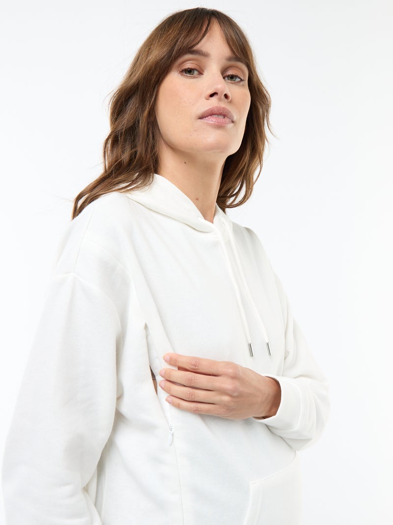 Sweat à capuche d'allaitement Blanc - Kiabi