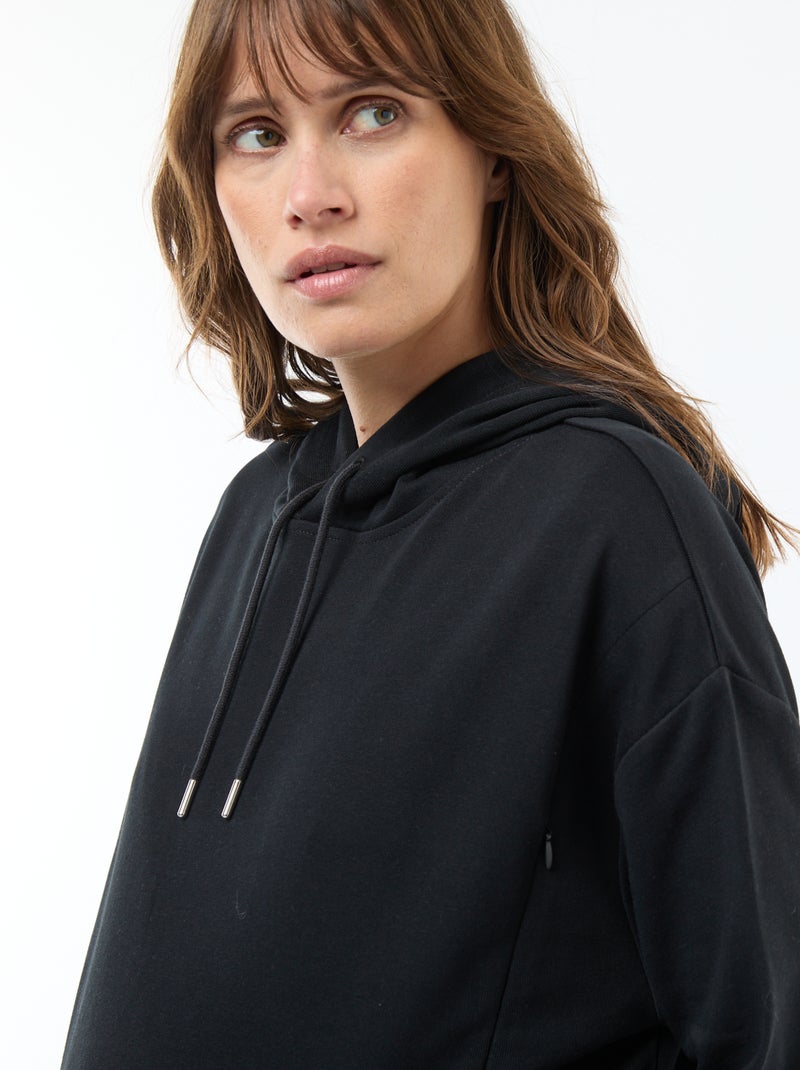 Sweat à capuche d'allaitement Noir - Kiabi