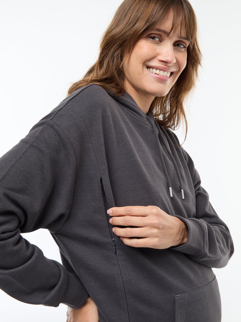 Sweat à capuche d'allaitement Noir - Kiabi