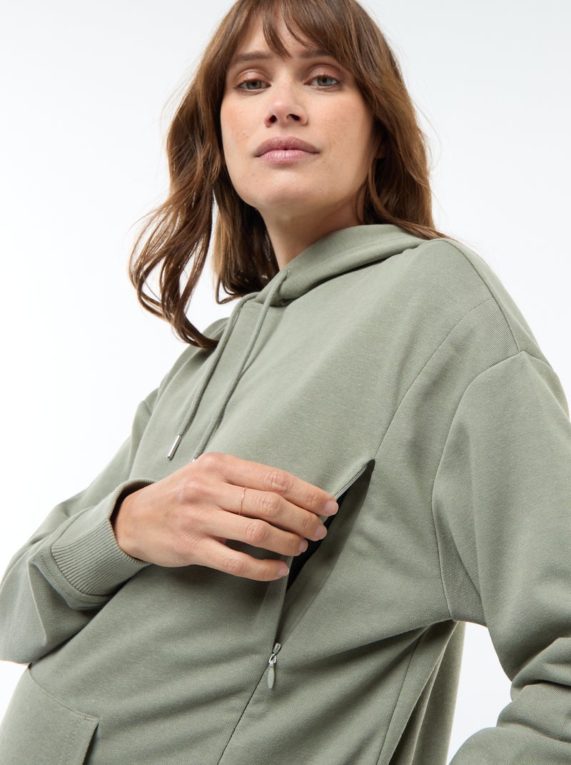 Sweat à capuche d'allaitement Vert - Kiabi