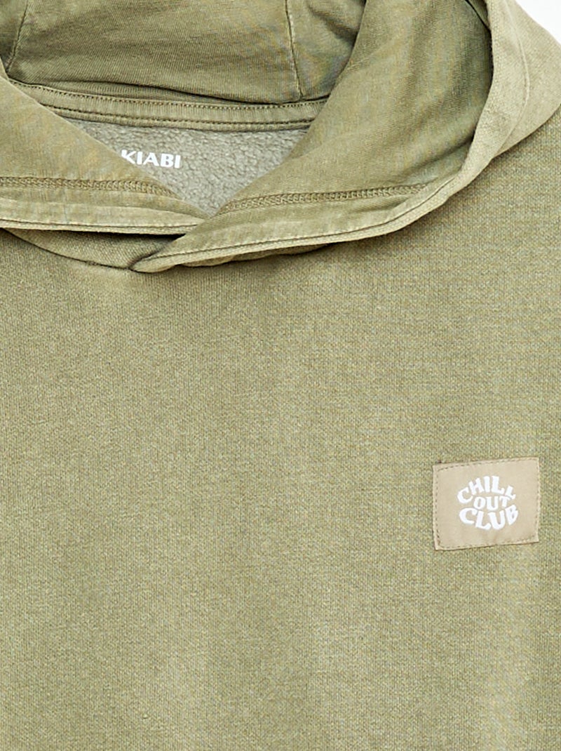 Sweat à capuche effet délavé Kaki - Kiabi