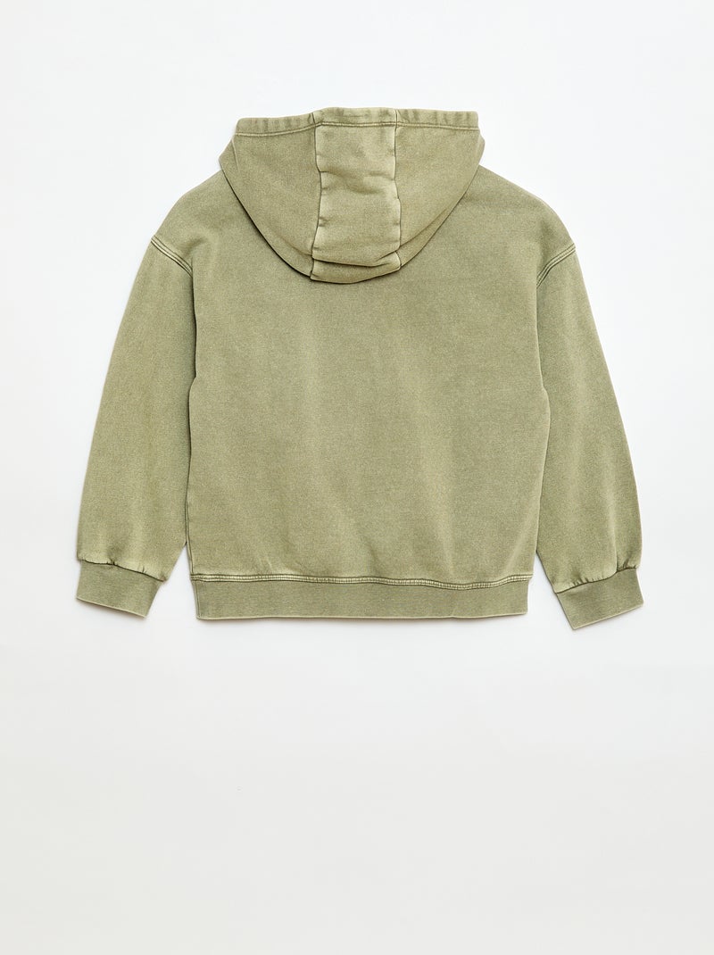 Sweat à capuche effet délavé Kaki - Kiabi