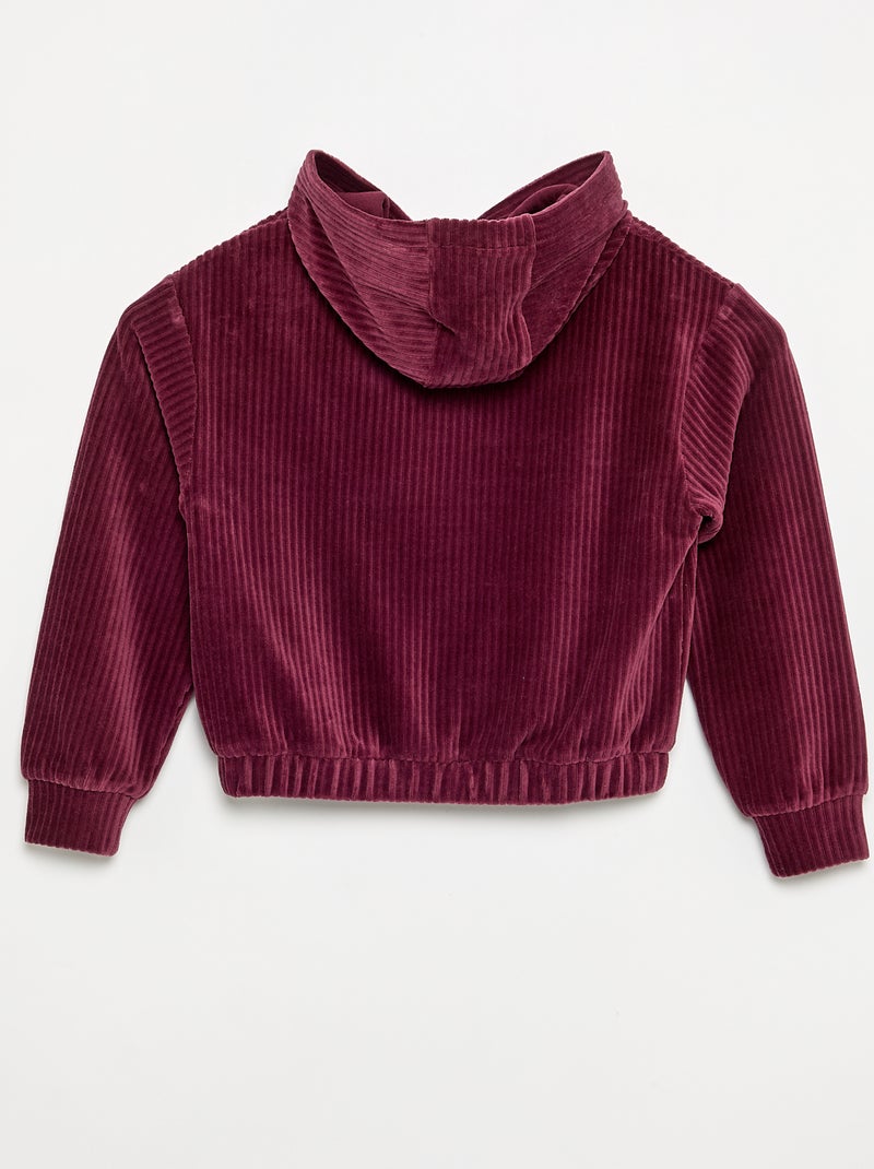 Sweat à capuche en maille côtelée Rouge - Kiabi